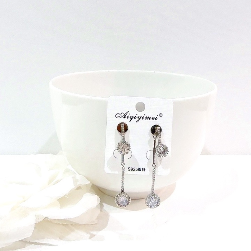 925 Sliver Cubic Zirconia Drop Earrings